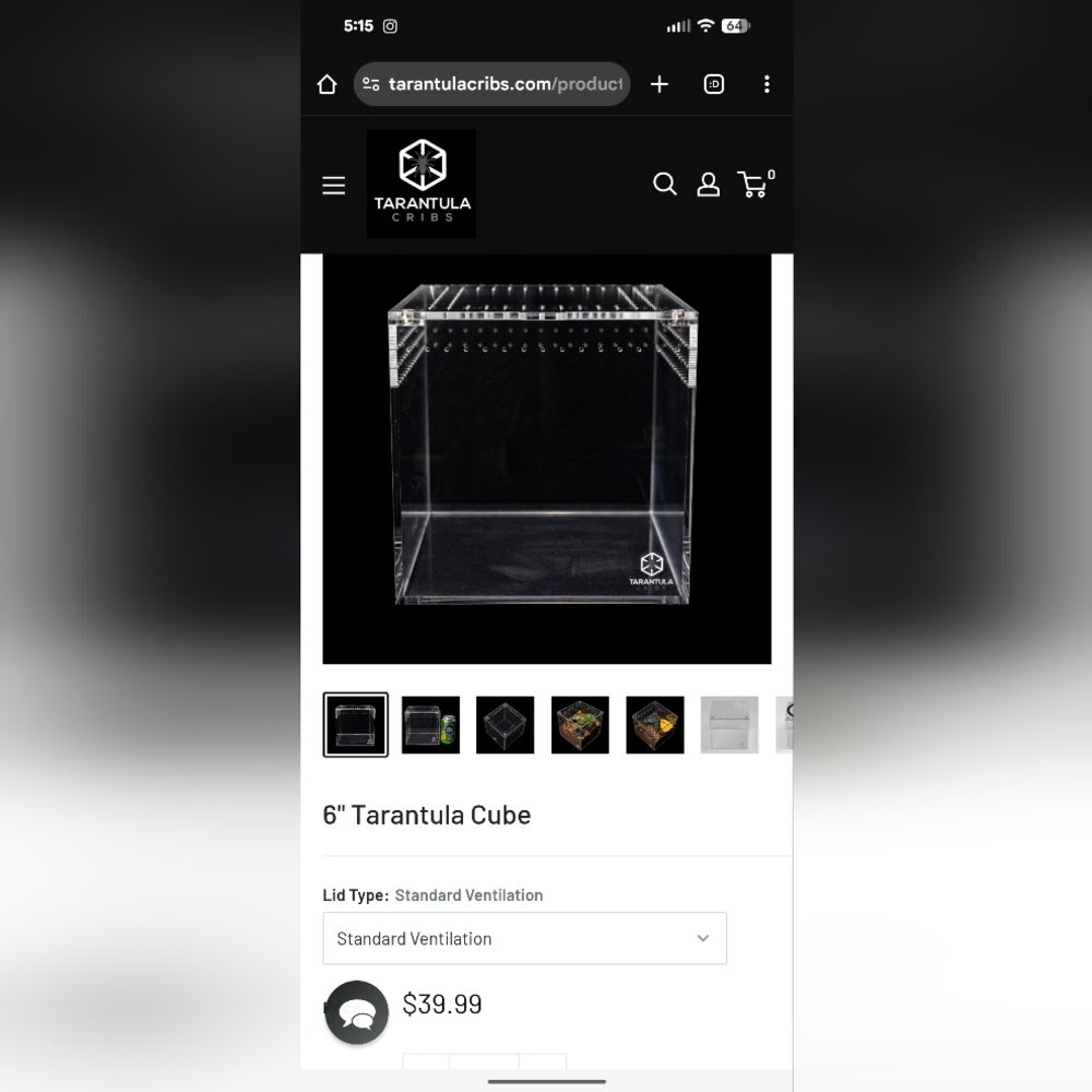 Tarantula Cribs 6" Cube